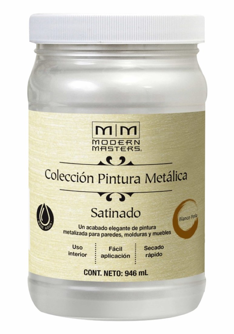 Modern Masters - Pintura Base Agua Metálica Satinada 946Ml Blanco Perla
