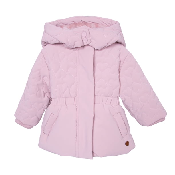 Parka Bebé Niña Forrada Coral Fleece Rosado