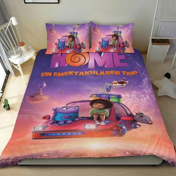 DreamWorks: Hogar Conjunto de sábanas temático, trío de piezas, cómodo y amigable con la piel, diseño único, regalo de decoración para el hogar para familiares, amigos y fans,140cm *210cm
