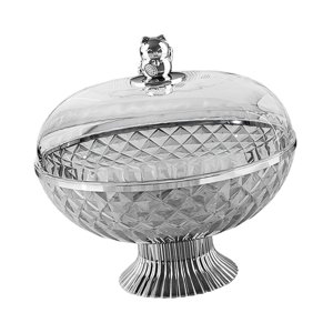 Magideal - Frutero Multifuncional Frutero De Pedestal Frutero Para Encimera Frutero Con Tapa Material Pet Transparente Con Diseño Sofisticado Adecuado Para Sala Gris