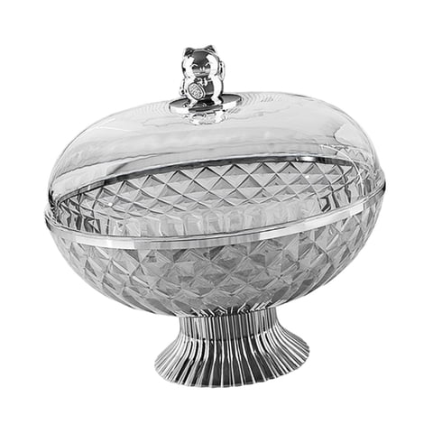 Magideal - Frutero Multifuncional Frutero De Pedestal Frutero Para Encimera Frutero Con Tapa Material Pet Transparente Con Diseño Sofisticado Adecuado Para Sala Gris