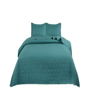 Genérico - Quilt - Cubrecama 2 Plazas Con Pompones B4