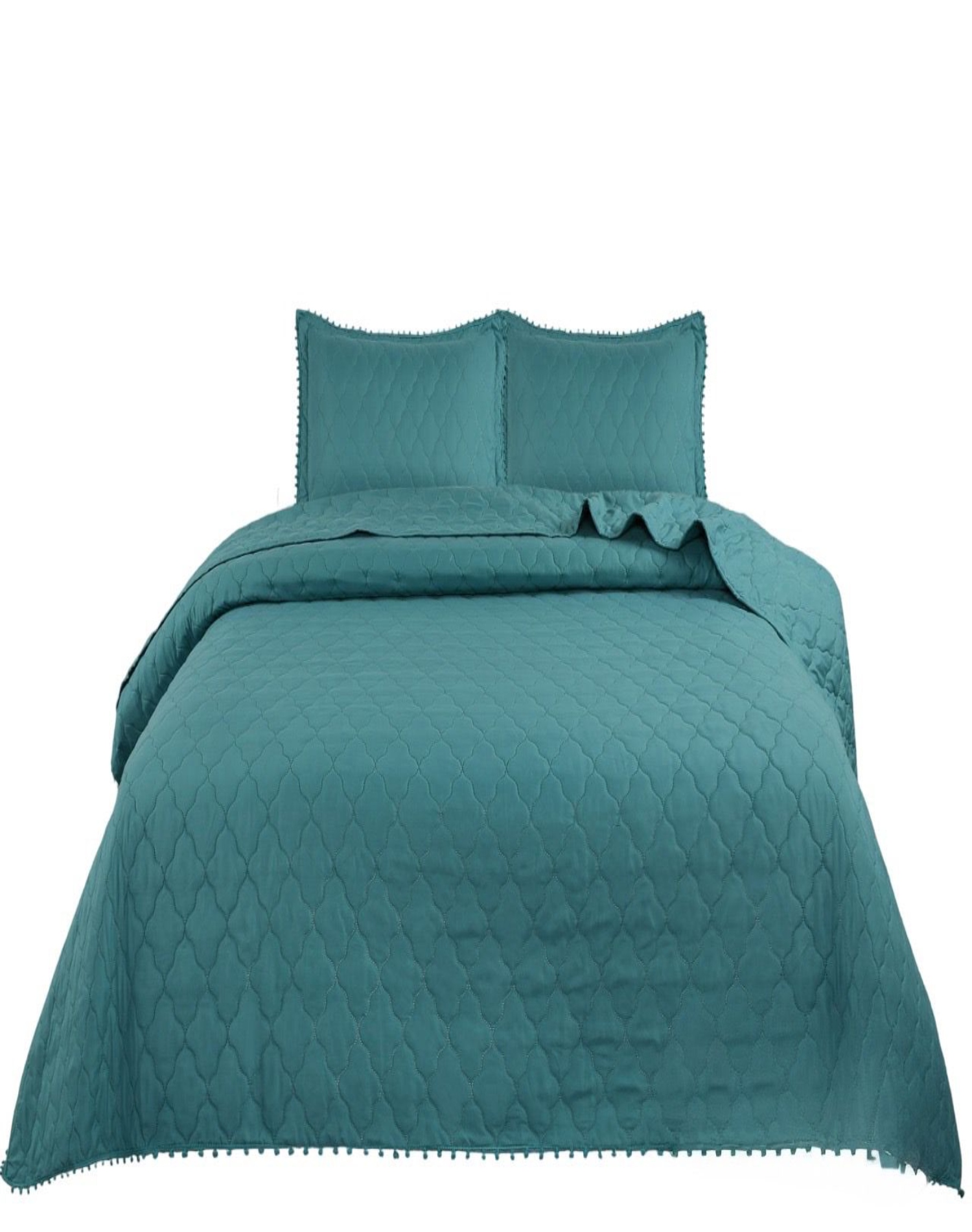 Genérico - Quilt Verano Primavera - Cubrecama King Con Pompones B4