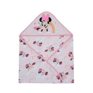 Toalla Capucha Bambino Minnie Arcoiris Rosado