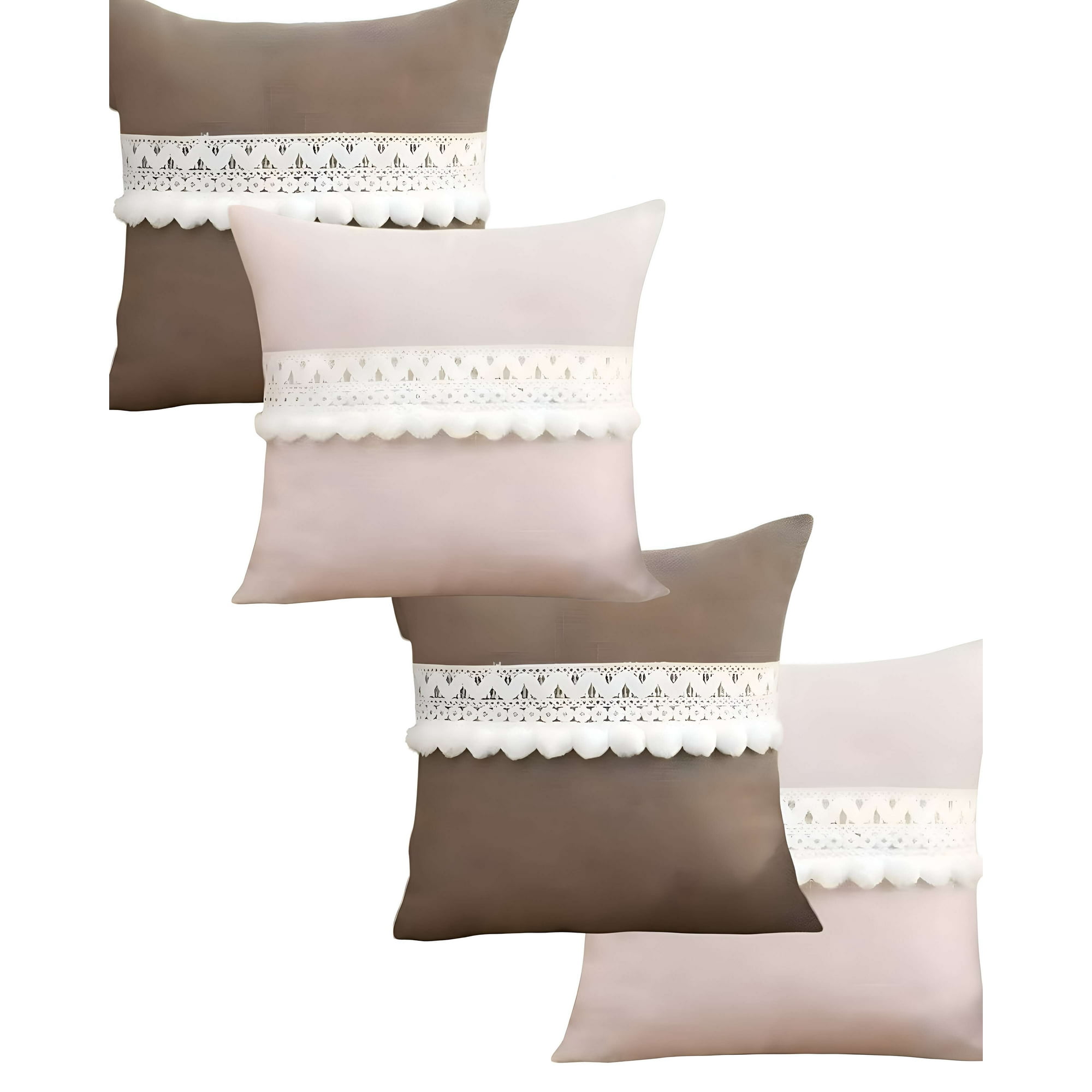 Genérico - Set De 4 Fundas De Cojin Con Pompon 45x45 S7