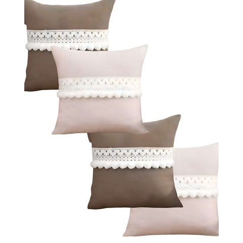 Genérico - Set De 4 Fundas De Cojin Con Pompon 45X45 S7