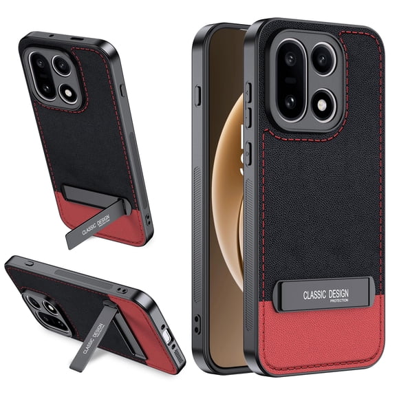 Funda Fhyeugfy para OnePlus 15 TPU + PU Premium con Soporte Negro + Rojo
