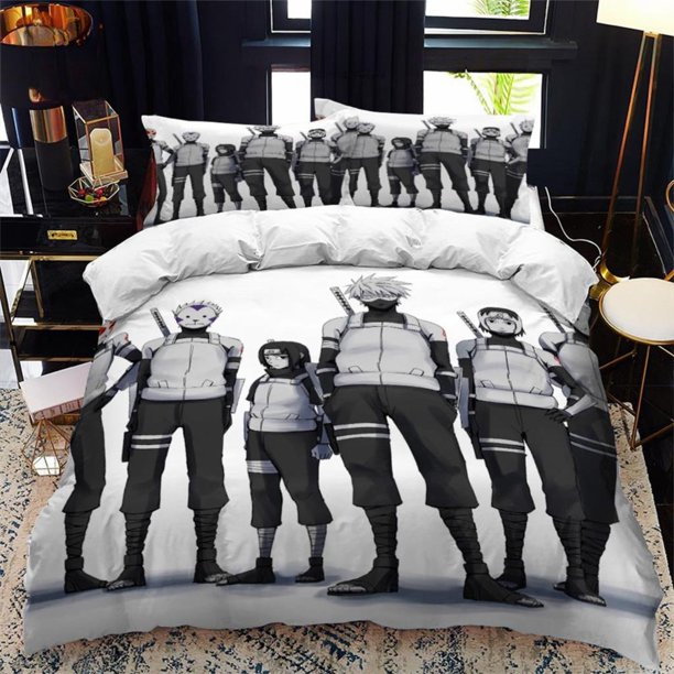 x339 Bed SheetsNinja Cartoon Anime Duvet Cover Set ed Teenagers Bedding Sets Kids Bed Comfort Comforter Sets Bedroom Decoration 3-Piece Bedding Set (1 Duvet Cover + 2 Pillow Shams) nj339