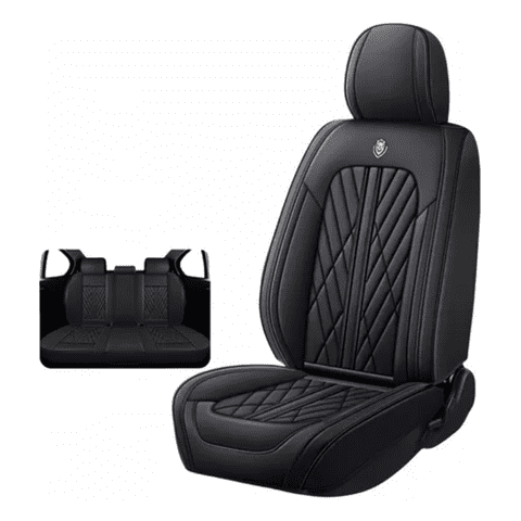 Genérico - Fundas Cubreasiento Ecocuero Negro Universales