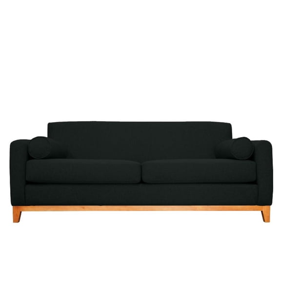 Sofá Meli 3 Cuerpos Chenille Tipo Lino Negro