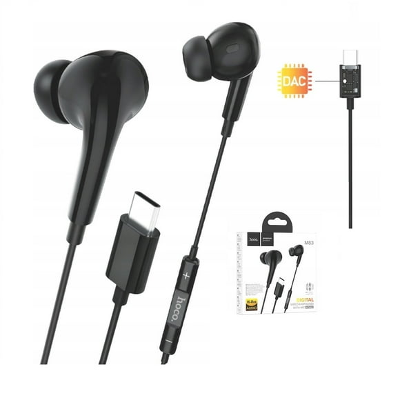 Audifonos Tipo C Compatibles Con Samsung y Más Dac Hi-Fi Hoco M83 Black