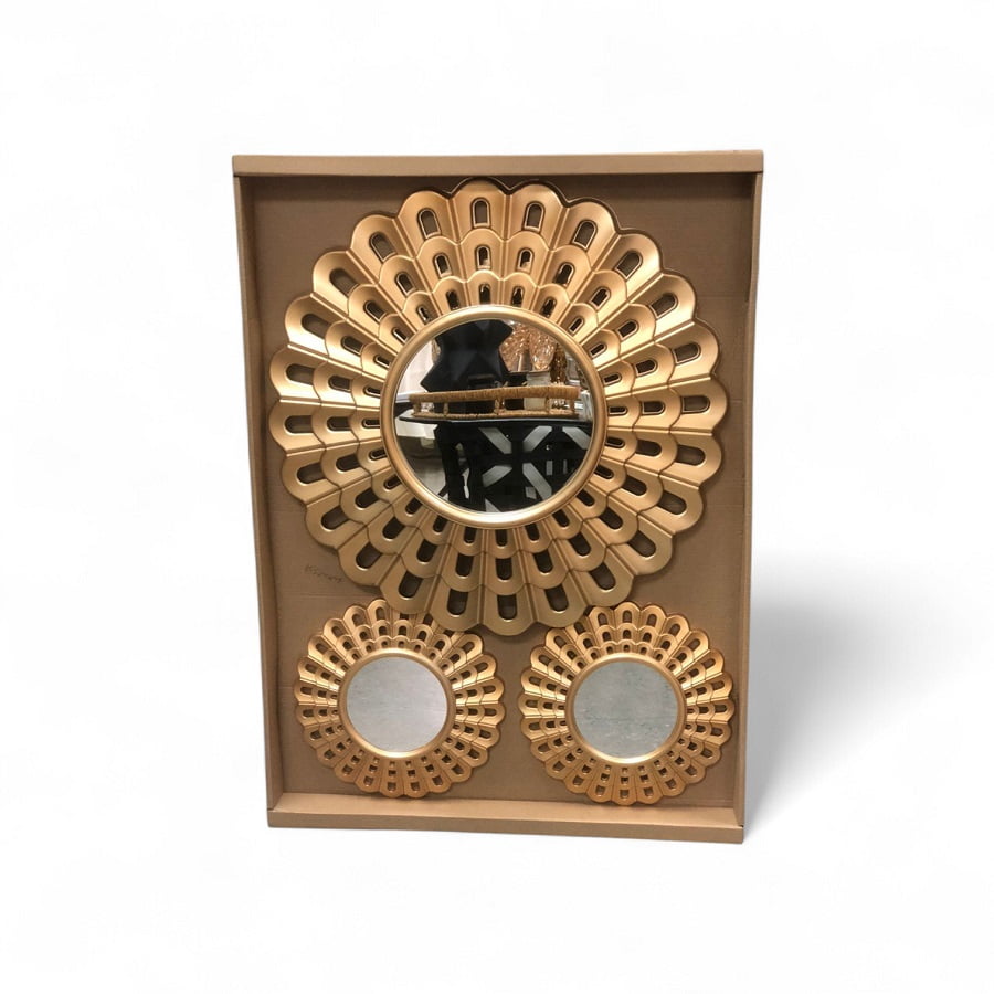 Mc Group - Set De Espejos Decorativos Gotico En Forma De Ataud Color Dorado 3 Piezas