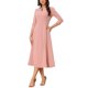 thumbnail image 2 of INSPIRE CHIC Vestido de Trabajo para Mujer Línea A 3/4 Mangas Elegante Vestido Midi Rosa XS, 2 of 6