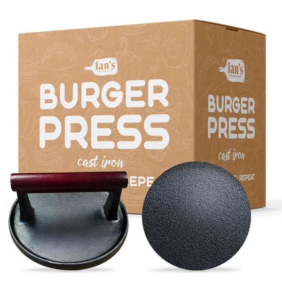 Prensa para Hamburguesas IAN's de Hierro Fundido Resistente de 16.5 cm