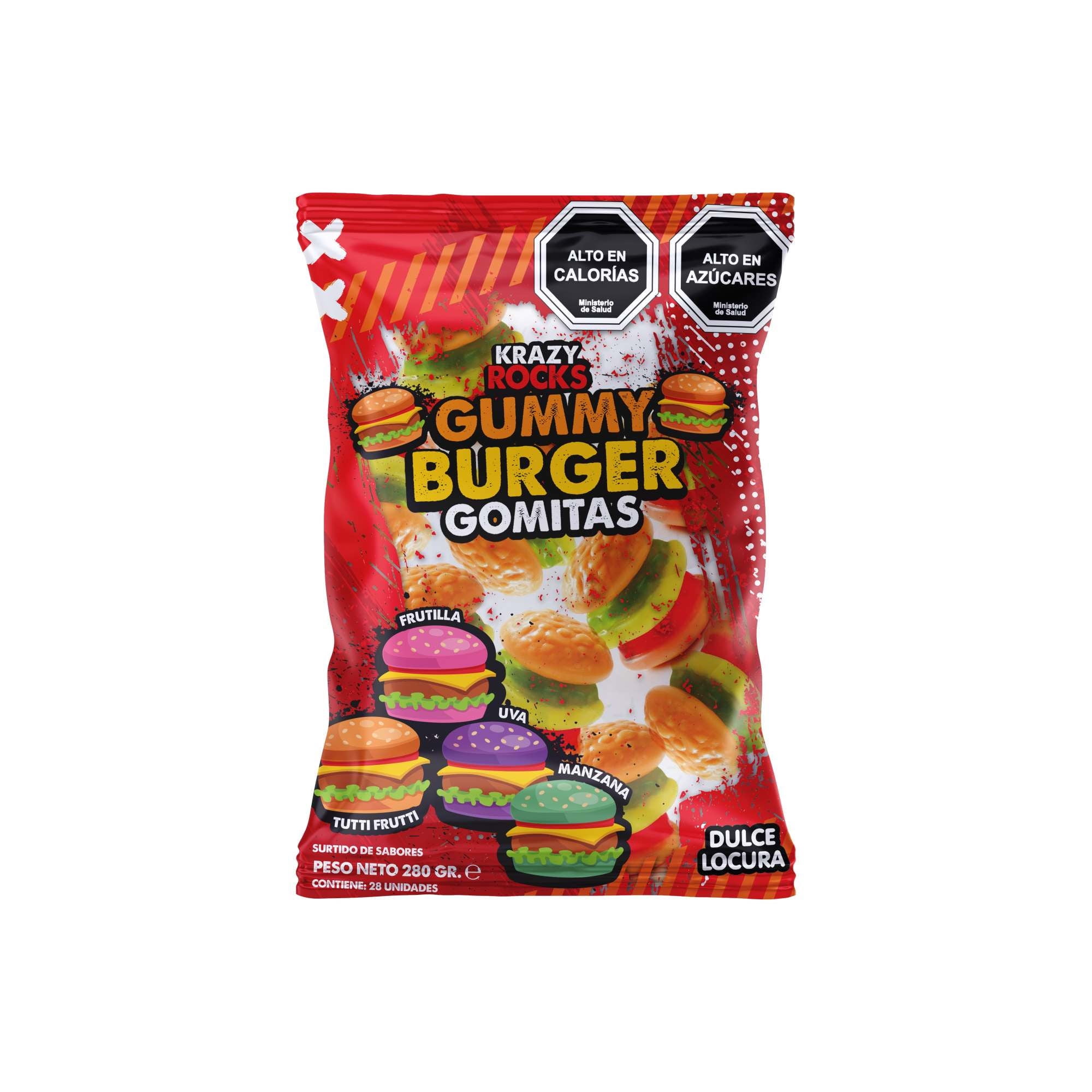 Gomitas Hamburguesa 280 g Krazy Rocks