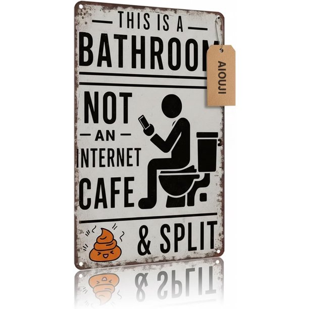 Letrero esto baño no cibercafé 20x30 cm divertido inodoro arte pared metal vintage estaño granja aseo hogar oficina 2 uds