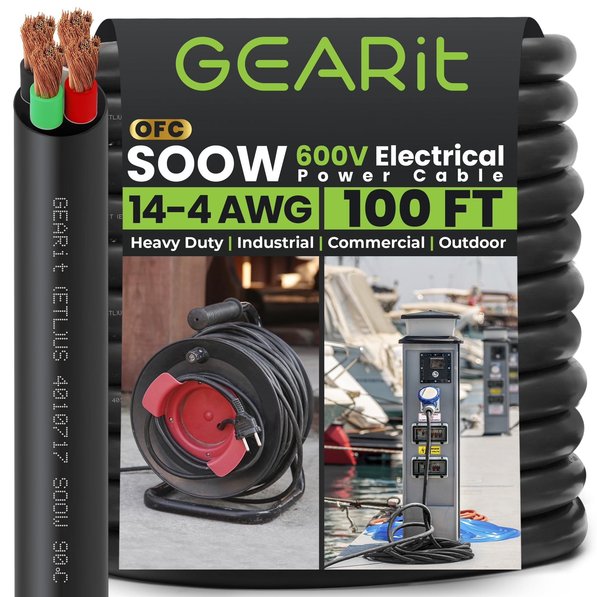 Cable De Alimentación Gearit Calibre 14/4 30 M Soow 600v