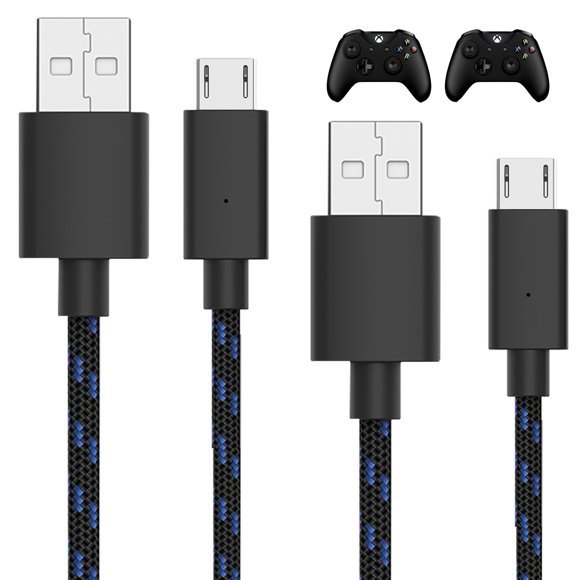 Cable de carga para Xbox One Talkworks de nailon trenzado de 10 pies, paquete de 2