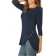 thumbnail image 4 of INSPIRE CHIC Blusa Casual de Estilo Irregular con Cuello Redondo y Manga 3/4 para Mujer XL Azul Oscuro, 4 of 7