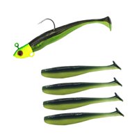 Magideal - Cebos De Pesca Con Anzuelo, Suministros De Pesca De Silicona, Señuelos De Pesca Artificiales Para Salmón, Trucha, Leucomas, Pececillos, Bagre Verde Negro