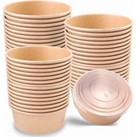 De Gaune - Envase Bowl Kraft Con Tapa Pet 750Ml (50 Unidades)