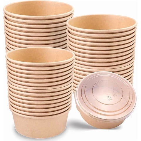 De Gaune - Envase Bowl Kraft Con Tapa Pet 750Ml (50 Unidades)