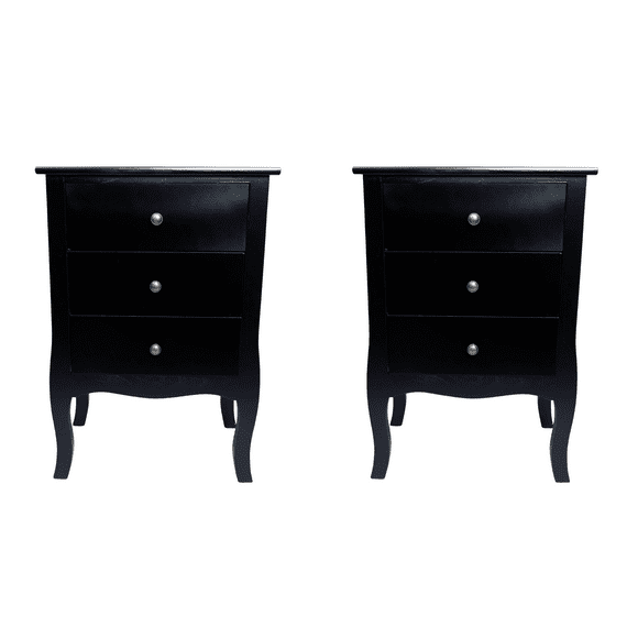 Set 2 Veladores Dormitorio Imperia 3 Cajones Negro