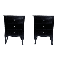 Castellaro - Set 2 Veladores Dormitorio Imperia 3 Cajones Negro