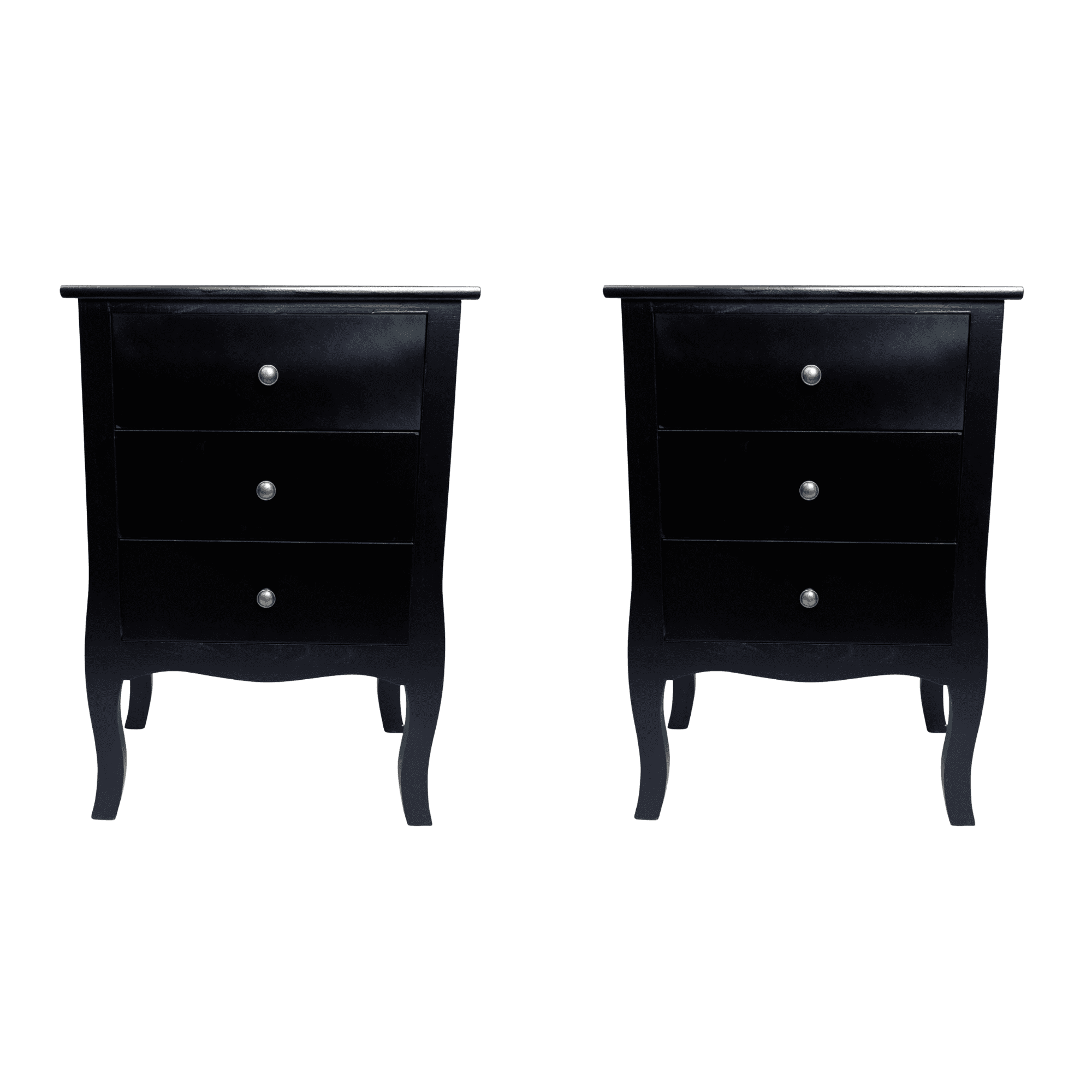 Castellaro - Set 2 Veladores Dormitorio Imperia 3 Cajones Negro