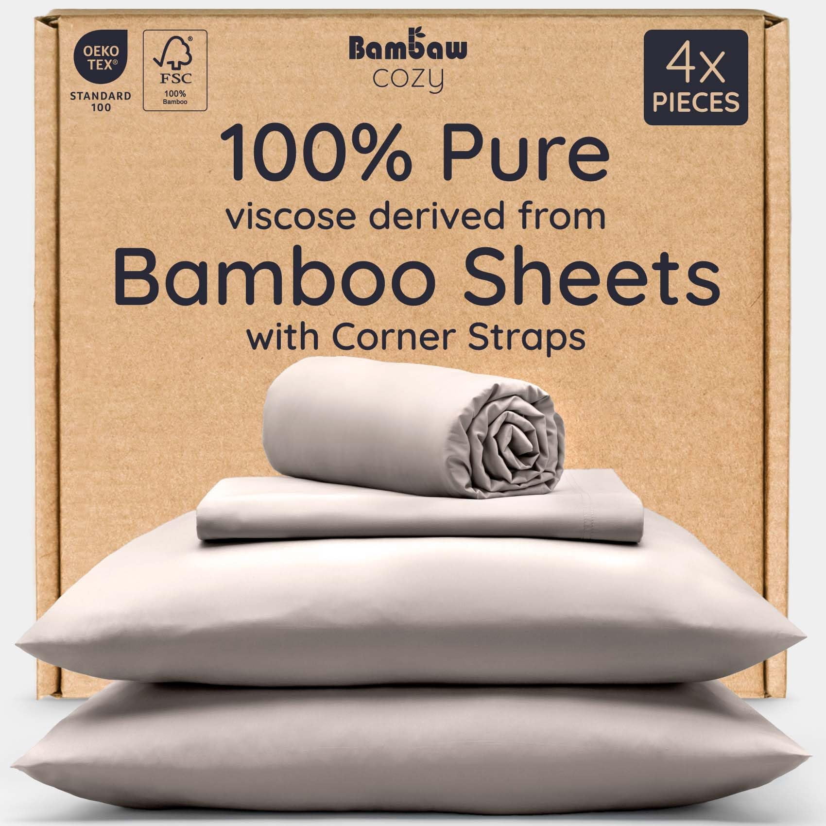 Juego De Sábanas Queen Bambaw 4 Piezas 100% Viscosa De Bambú Refrescante