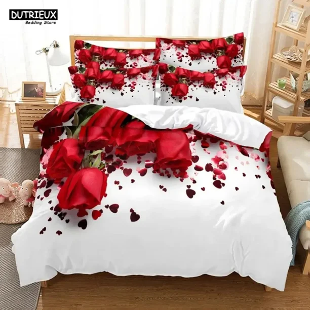 3D Love Flower Bedding Print Polyester Bedding Sets Child Kids Covers Boys Bed Linen Set For Teens Bedding Set Bed Sheets