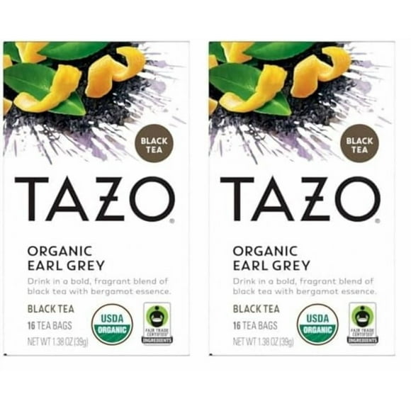 Tea TAZO Organic Earl Grey Black con cafeína, 16 bolsitas de té, 2