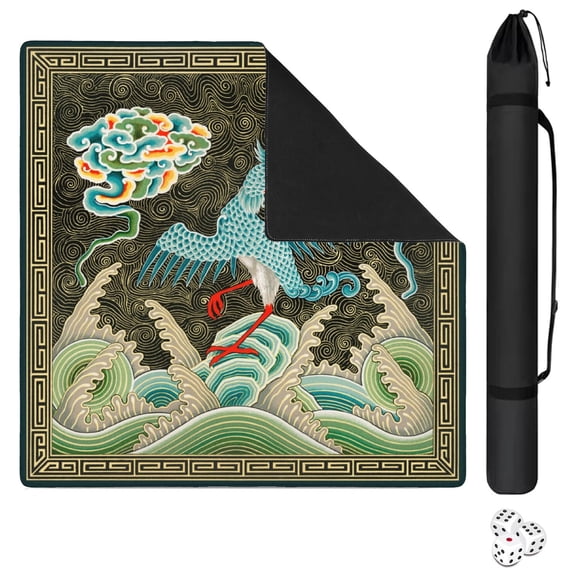 Alfombrilla de Mahjong FSTSOCK 80 cm Antideslizante con Bolsa y Dados