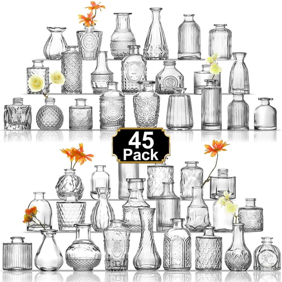Set De Jarrones Bud De Vidrio Transparente 45 Jarrones Vintage Para Flores