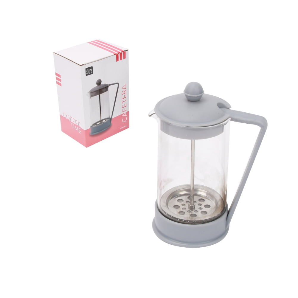Homewell - Cafetera Francesa Prensa Vidrio Gris 600ml