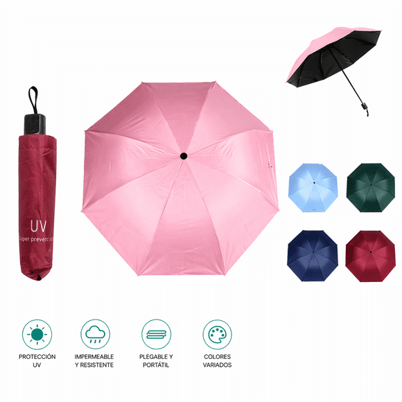 Paraguas Plegable 90 cm Protección UV Colores Variados Compacto