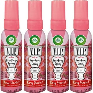Aerosol Para Inodoro Air Wick V.I.P. Pre-Popó, Aroma A Estrella Rosada, Contiene Aceites Esenciales, Ambientador Para Viaje, Hasta 100 Usos, 1.85 Onzas (Paquete De 4)