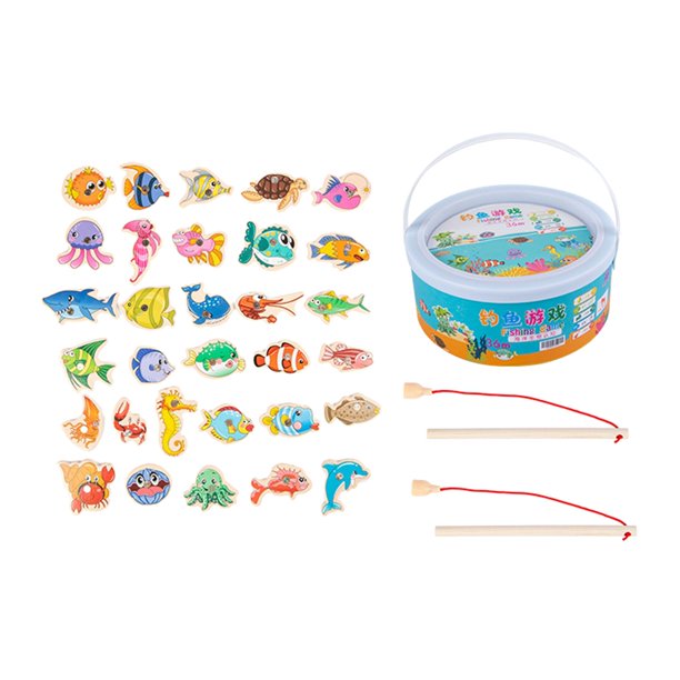 Juego De Pesca Juego De Juguetes Juego De Imaginación Juego De Captura De Peces Portátil Para Bebés Niños 31 Peces + 2 Cañas + Cubo