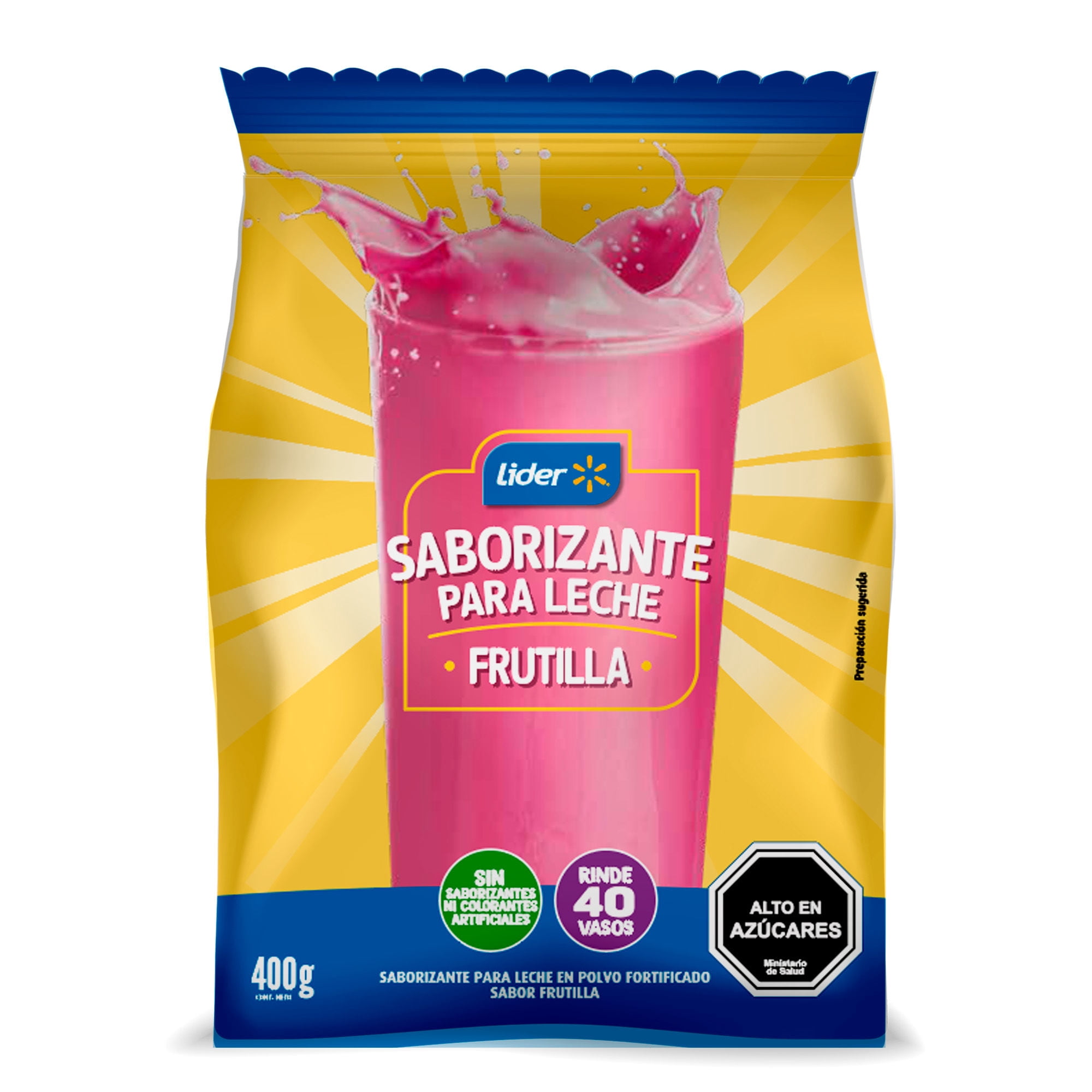 Saborizante Para Leche En Polvo Fortificado Sabor Frutilla 400 g Lider