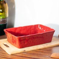 Genérico - Fuente De Cerámica P/ Horno Tipo Gres - Rectangular 30X23 Rojo