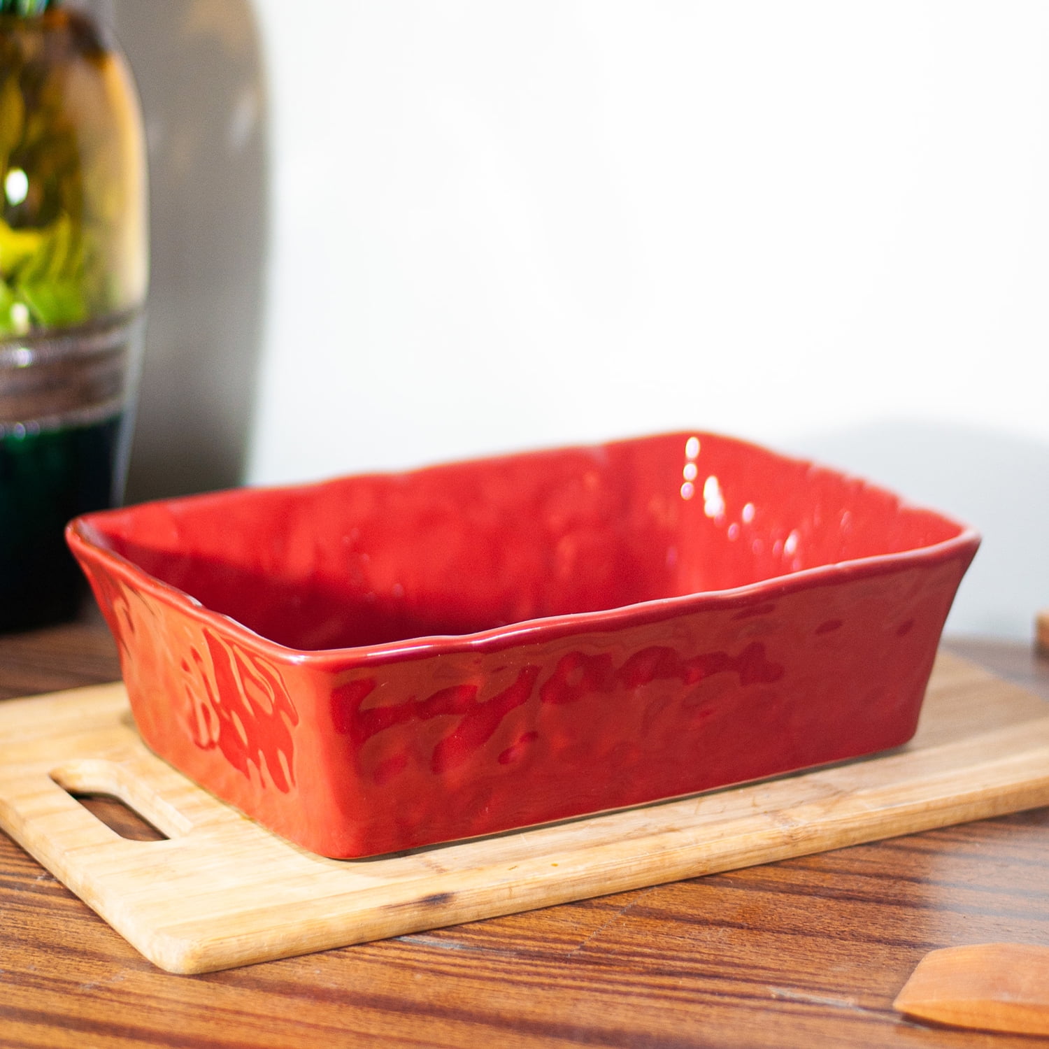 Genérico - Fuente De Cerámica P/ Horno Tipo Gres - Rectangular 30x23 Rojo