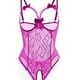 thumbnail image 1 of Erotic Floral Lace Bow Mesh Teddy, Hollow Out Open Bust Open Crotch Ruffle Bodysuit, Women's Sexy Lingerie & Underwear, 1 of 3
