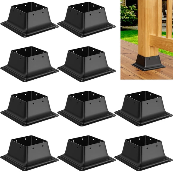 Soporte base para poste ORIGLE 3,6" x 3,6" de acero, 10 piezas