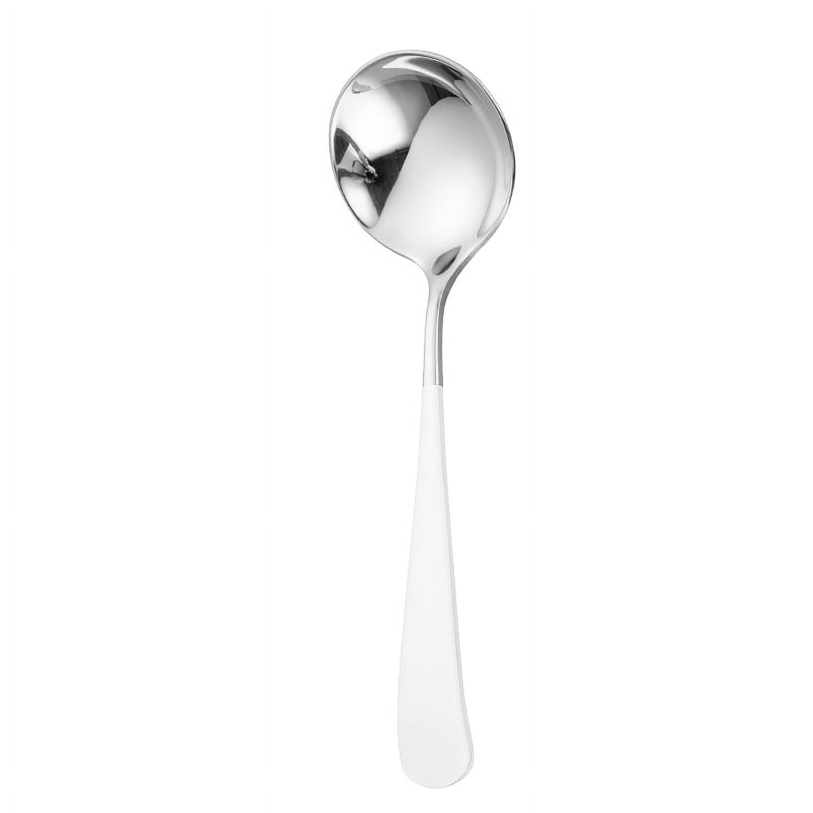 Xmhytop 4 Piezas Cucharas Redondas De Acero Inoxidable Blanco Plateado, 15.8*4.3cm - Ideal Para Sopas, Guisos Y Servicio Elegante En Hogar Y Restaurantes