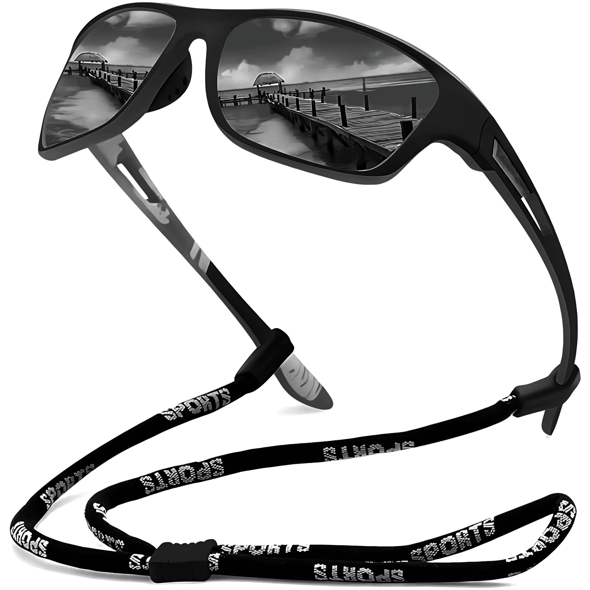 Polasup Lentes De Sol Lente Ancha Con Marco Negro