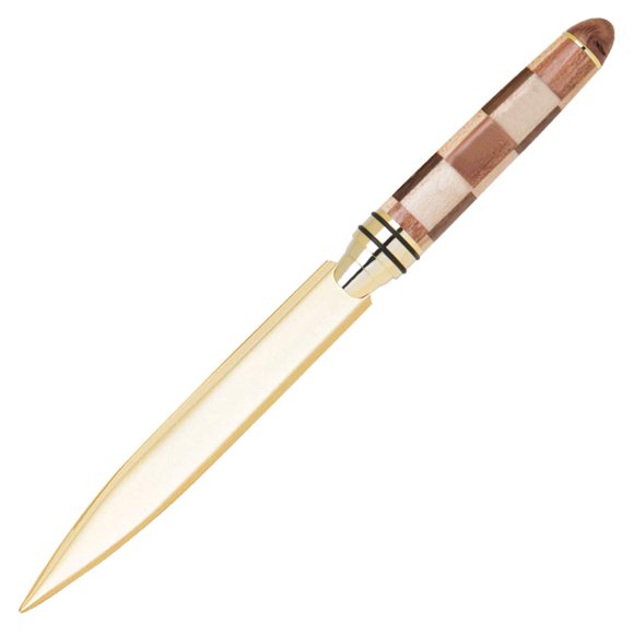 Abrecartas de madera bicolor con diseño de tablero de ajedrez – 16 cm – Design Gifts