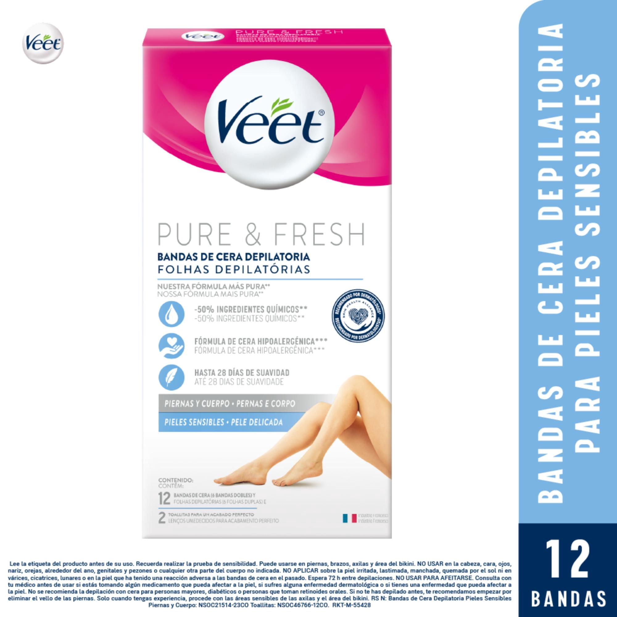 Banda Depilatoria Corporales De Cera Fría Para Piel Sensible 12 Un Veet