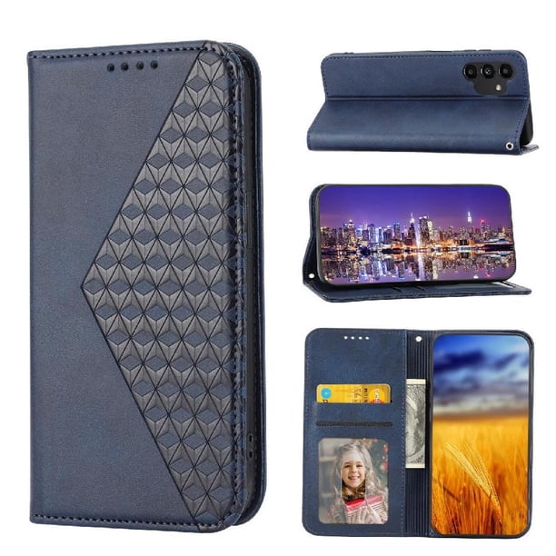 Funda Flip FOXDOCK para Samsung Galaxy A32 5G , Estilo Billetera con Diseño Rombo, Correa de Mano y Soporte, Uso Diario