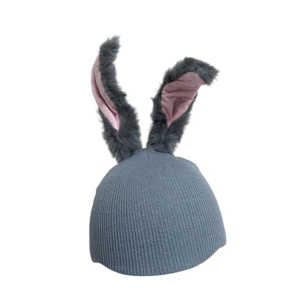 Cubierta para casco de esquí de nieve, gorro tejido, decoración suave para mujeres y hombres, Orejas de conejo creativas y cálidas, decoración para ca Gris