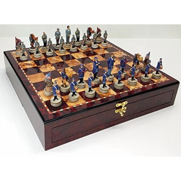 Juego de ajedrez US American Civil War Generals con tablero de almacenamiento